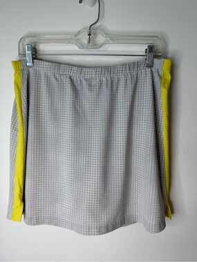 LBH Gray Grid Skirt Yellow Side Panels tennis skirt - built in shorts Medium